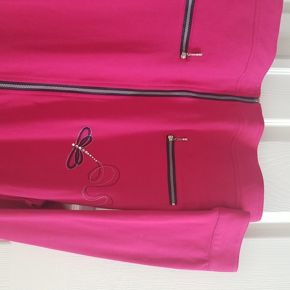 Alfred Dunner Pink Rhinestone Dragonfly Embroidered Lightweight Jacket - Picture 5 of 12